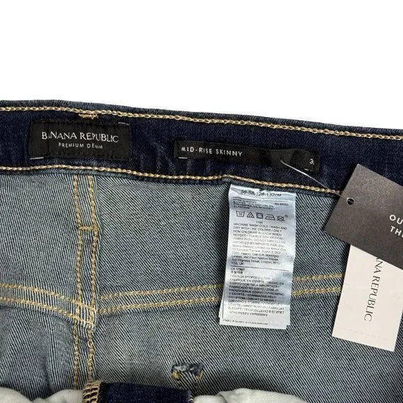 Banana Republic Women's‎ Size 35 Blue Mid Rise Skinny Ankle Jeans NWT - Picture 4 of 8